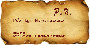 Pétyi Narcisszusz névjegykártya